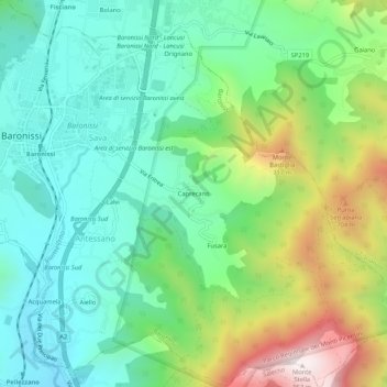 Caprecano topographic map, elevation, terrain