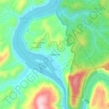 Calderwood topographic map, elevation, terrain