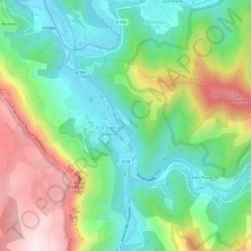 L’Oultre topographic map, elevation, terrain