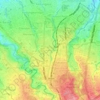 Ciwaringin topographic map, elevation, terrain
