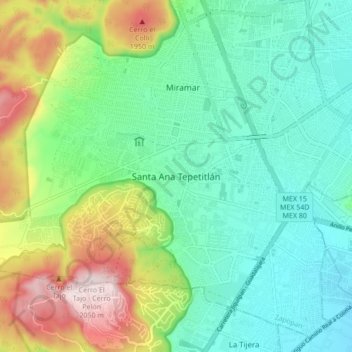 Santa Ana Tepetitlán topographic map, elevation, terrain