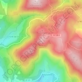 Suc au May topographic map, elevation, terrain
