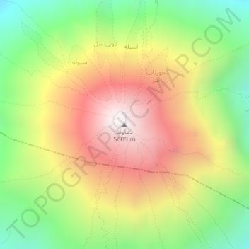 Damavand topographic map, elevation, terrain