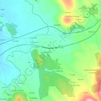 Barredo topographic map, elevation, terrain