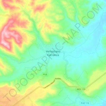 Venustiano Carranza topographic map, elevation, terrain