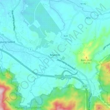 Mantin topographic map, elevation, terrain