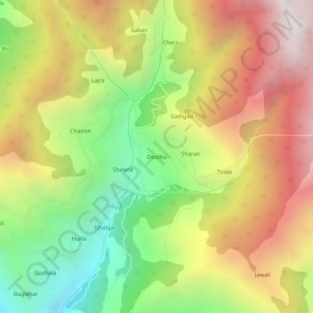 Deotha topographic map, elevation, terrain