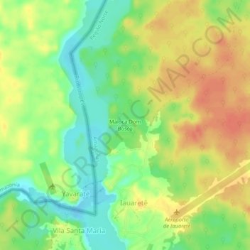 Maloca Dom Bosco topographic map, elevation, terrain