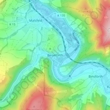 Beiseförth topographic map, elevation, terrain