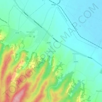 Borovljani topographic map, elevation, terrain