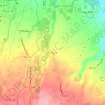 Pooc II topographic map, elevation, terrain