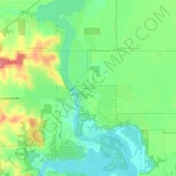 Cedar Falls topographic map, elevation, terrain