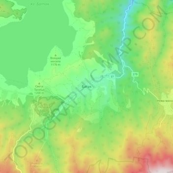 Batak topographic map, elevation, terrain