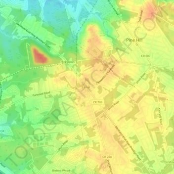 Erial topographic map, elevation, terrain