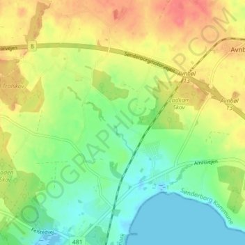 Kobberholm topographic map, elevation, terrain