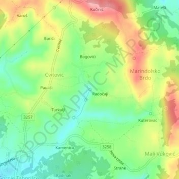 Vuković topographic map, elevation, terrain