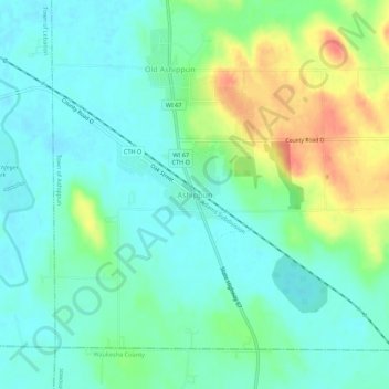 Ashippun topographic map, elevation, terrain