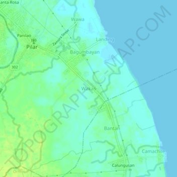 Wakas topographic map, elevation, terrain