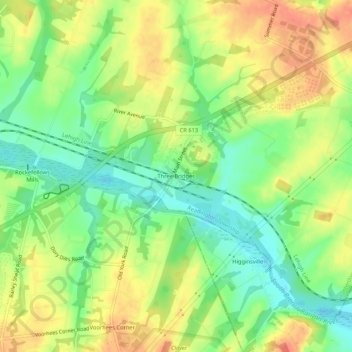 Three Bridges topographic map, elevation, terrain