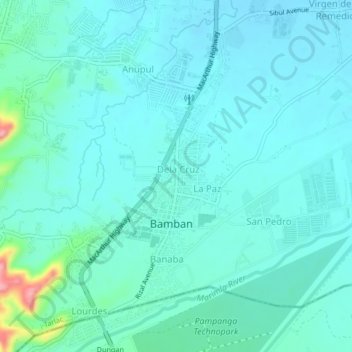 San Roque topographic map, elevation, terrain