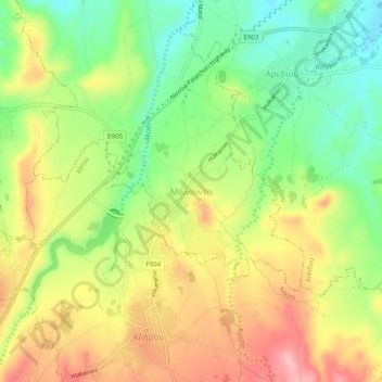 Malounta topographic map, elevation, terrain