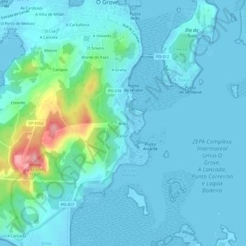 Ardia topographic map, elevation, terrain