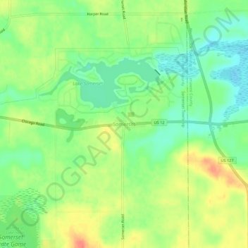 Somerset topographic map, elevation, terrain