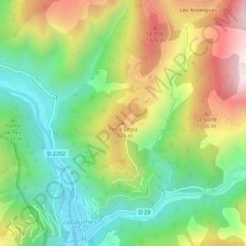 Peïra Segia topographic map, elevation, terrain