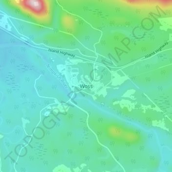 Woss topographic map, elevation, terrain