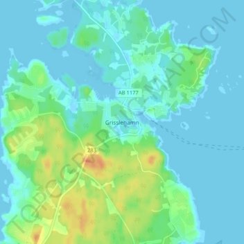 Grisslehamn topographic map, elevation, terrain