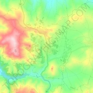 Stroumpi topographic map, elevation, terrain
