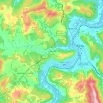 Mansfield topographic map, elevation, terrain