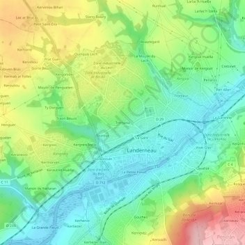 Tremaria topographic map, elevation, terrain