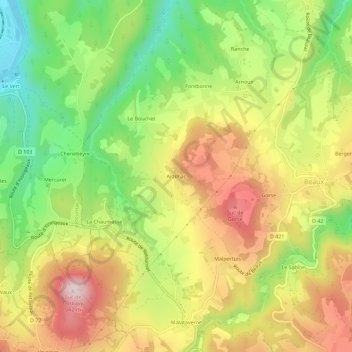 Arzilhac topographic map, elevation, terrain