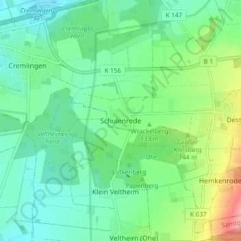 Schulenrode topographic map, elevation, terrain