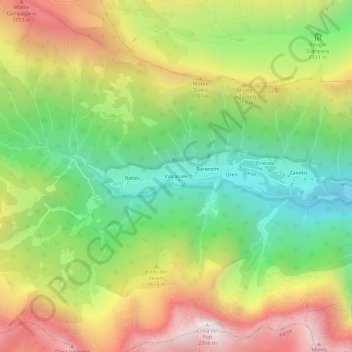 Valcanale topographic map, elevation, terrain