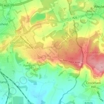 Limpsfield Chart topographic map, elevation, terrain