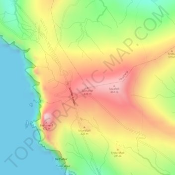 Spinarnir topographic map, elevation, terrain