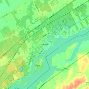 Iroquois topographic map, elevation, terrain