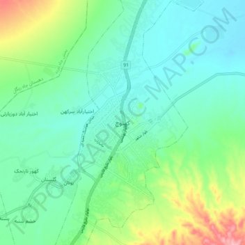 Kahnuj topographic map, elevation, terrain