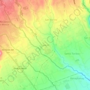 Tipakan topographic map, elevation, terrain