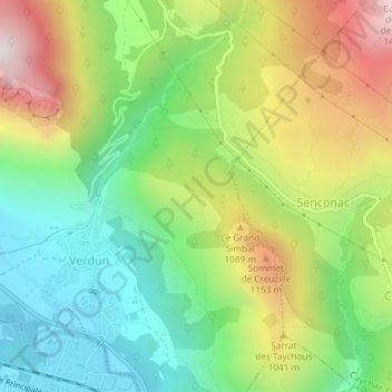 Pas de Toulzan topographic map, elevation, terrain