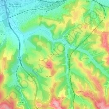 Chabannes topographic map, elevation, terrain