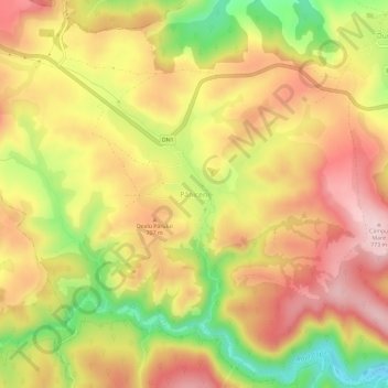 Păniceni topographic map, elevation, terrain