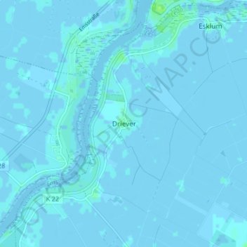 Driever topographic map, elevation, terrain