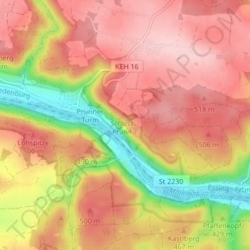 Schloßprunn topographic map, elevation, terrain