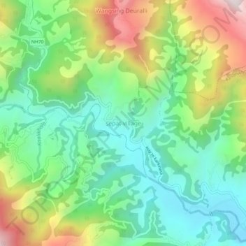 sepat village topographic map, elevation, terrain