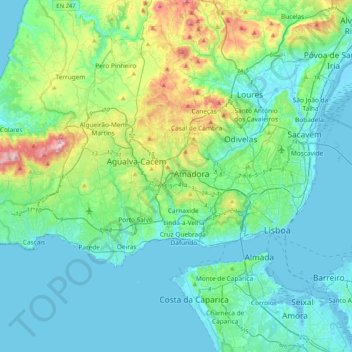 Queluz topographic map, elevation, terrain