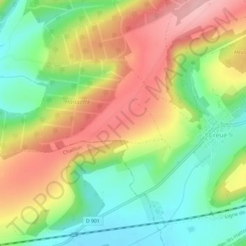 Chevrière topographic map, elevation, terrain