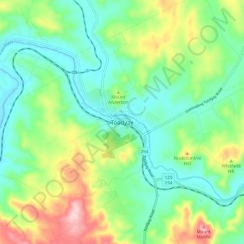 Toodyay topographic map, elevation, terrain